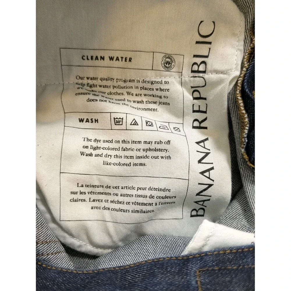 Banana Republic Men Slim Fit Jeans 30(32)x32 Dark Wash Stretch Denim 5-Pocket